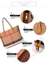 Load image into Gallery viewer, Women Ladies Handbag Simple Shoulder Bag Canvas Check Pattern Tote Bag Large Capacity
