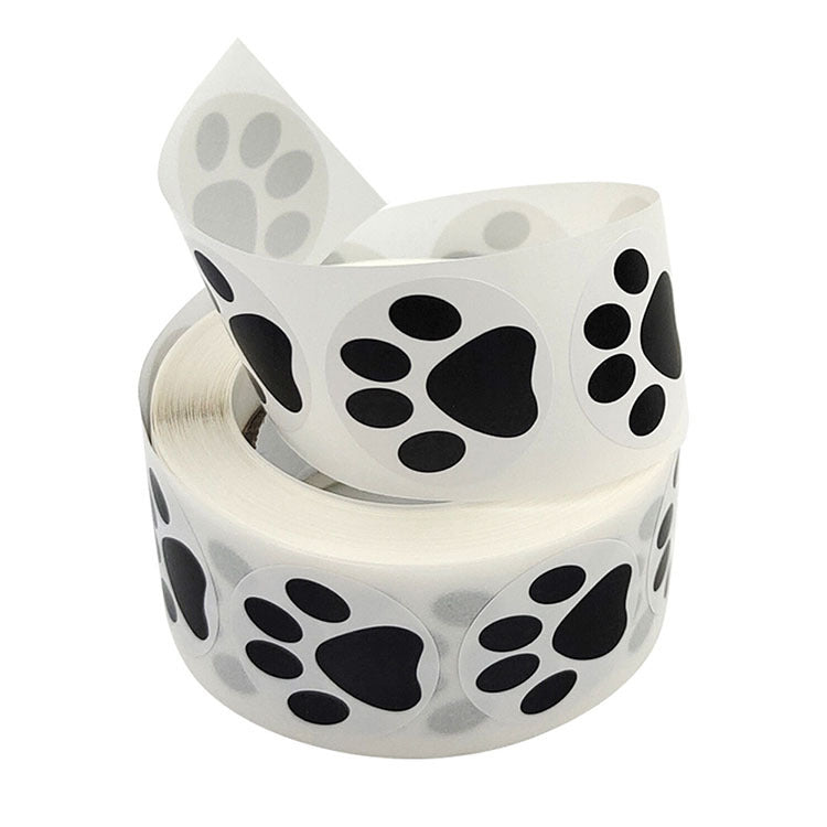 2x500pcs Xmas Christmas  Stickers Roll Label Black Creative Footprints Ya Happy Easter Easter Day Floor Wall Gift Craft Punch