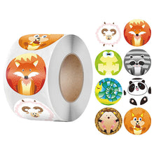 Load image into Gallery viewer, 2x500pcs Xmas Christmas  Stickers Roll Label Animal World Sheep Panda Snake Award Incentive Toy  Sealing
