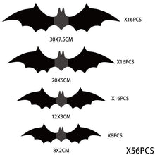 Load image into Gallery viewer, 12/56/68PCs Halloween Bat 3D Black Large Bat Spider Wall Sticker
