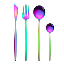 Lade das Bild in den Galerie-Viewer, 304 Stainless Steel Flatware Sets 4 Pcs/set Bright Gold-Plated Tableware Steak Knife and Fork Spoon
