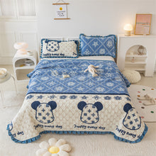 Load image into Gallery viewer, Autumn and Winter Thickening Milk Fiber Three-Piece Quilted Crystal Velvet Lace Thermal Blanket Bed Sheet
