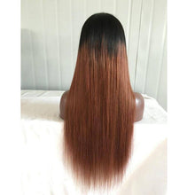 Lade das Bild in den Galerie-Viewer, Women Wig Gradient Black T30 Long Straight Hair Former Lace Head Cap W108
