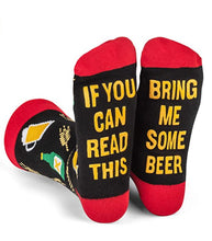 Load image into Gallery viewer, 3 Pairs Trendy Printed Adult Men&#39;s and Women&#39;s Socks Beer Dispensing Yellow Middle Tube
