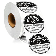 Load image into Gallery viewer, 2x500pcs Xmas Christmas  Stickers Roll Label Black and White Warning Opening This Package Will Cause Extreme Tags
