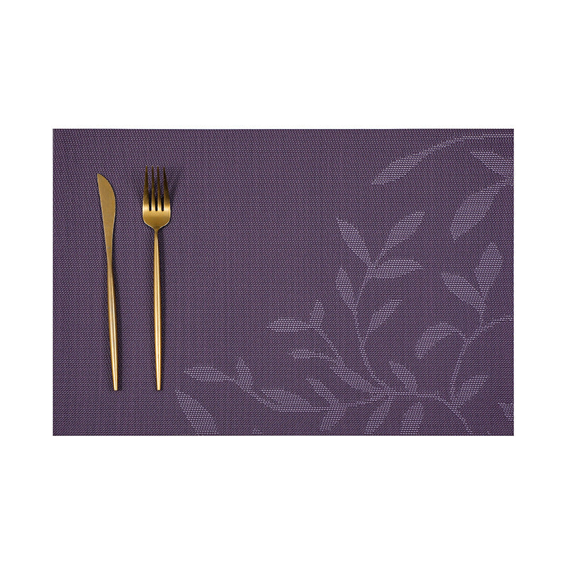2PCs European Style Flower Pattern Western-Style Placemat PVC Heat Proof Mat Rectangular Table Mat
