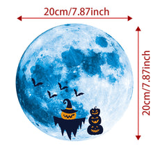 Lade das Bild in den Galerie-Viewer, 2PCs Halloween Wall Glass Decoration Blue Moon Glow Sticker
