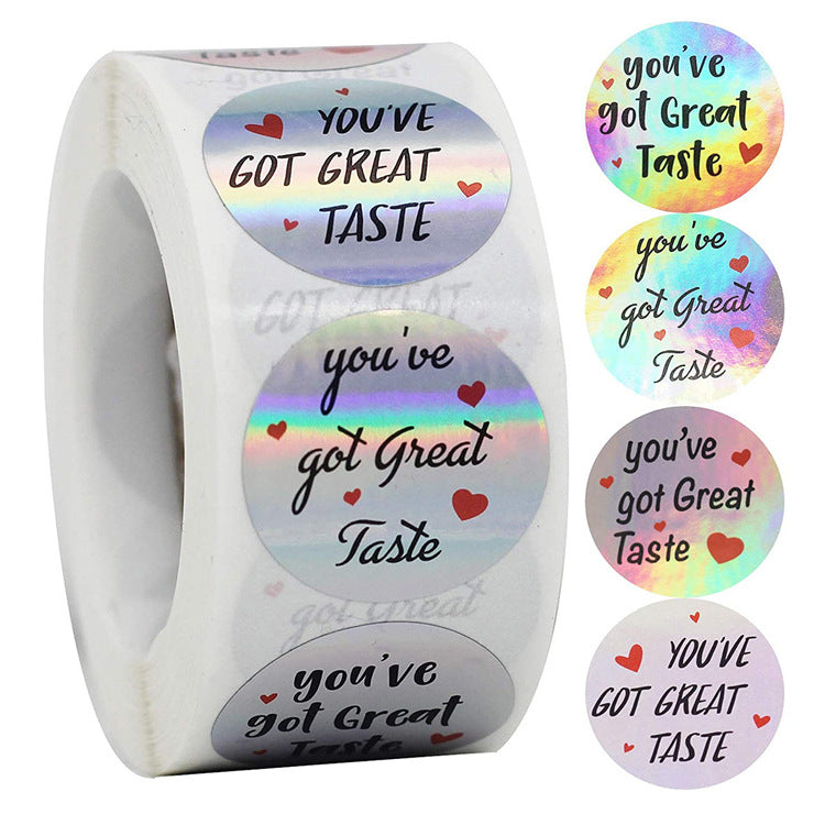 2x500pcs Xmas Christmas  Stickers Roll Label 4 Kinds of You Awesome YOU'VE Got Great Taste  Rainbow Laser Gift