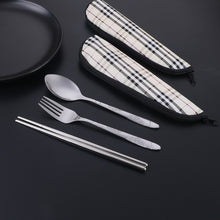 Lade das Bild in den Galerie-Viewer, 304 Stainless Steel Flatware Sets 2/3pcs Student Household Portable Chopsticks Spoon Kit
