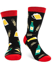 Load image into Gallery viewer, 3 Pairs Trendy Printed Adult Men&#39;s and Women&#39;s Socks Beer Dispensing Yellow Middle Tube
