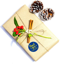 Load image into Gallery viewer, 2x500pcs Xmas Christmas  Stickers Roll Label Peanut Candy Gift Deep Sky Blue Bronzing Thank You
