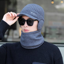 Lade das Bild in den Galerie-Viewer, Warm Winter Knit Beanie Hats Fleece-Lined Men's Ear Protection Student Windproof Cycling Scarf Unisex
