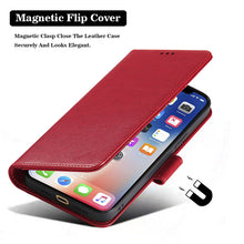 Load image into Gallery viewer, Red and Black Leather Flip Phone Case with Lanyard for iPhone13 Pro Max/Pro/Mini
