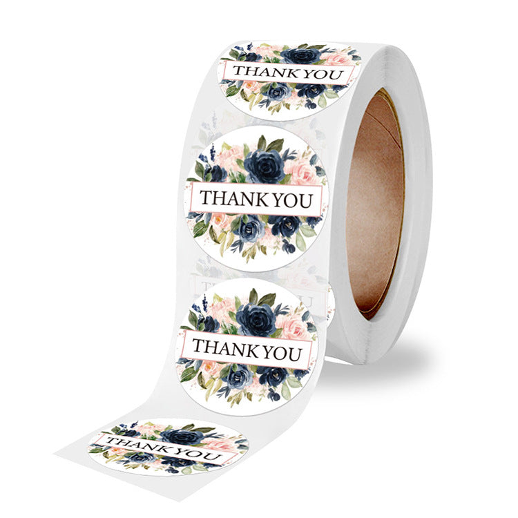 2x500pcs Xmas Christmas  Stickers Roll Label Flower Thank You Gift Baking Cookies Packaging