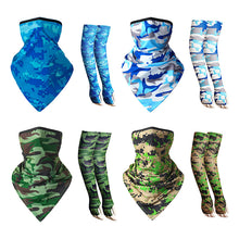 Load image into Gallery viewer, 1 Piece Triangular Binder 1 Pair Sleeves Sunscreen Ice Silk Bandana Set Summer Face Mask
