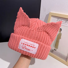 Lade das Bild in den Galerie-Viewer, Warm Winter Knit Beanie Hats New Double-Layer Wool with Ears Internet Celebrity Star Unisex
