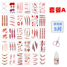 Lade das Bild in den Galerie-Viewer, 2x Halloween Xmas Christmas Gifts Decoration Tattoo Sticker Simulation Horror Bleeding Fake Wound
