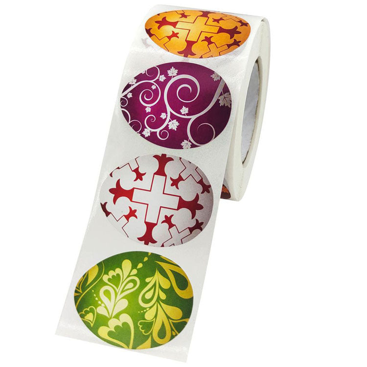 2x500pcs Xmas Christmas  Stickers Roll Label 8 Kinds of Rabbit Egg Happy Easter Shopping Bag