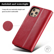 Load image into Gallery viewer, Red and Black Leather Flip Phone Case with Lanyard for iPhone13 Pro Max/Pro/Mini
