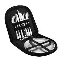 Lade das Bild in den Galerie-Viewer, 304 Stainless Steel Flatware Sets Double Portable Outdoor Picnic Bag Tableware
