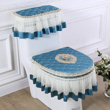 Load image into Gallery viewer, 3pcs Toilet Seat Cover Pads Korean Fabric Craft Gold Velvet Lace     Three-Piece Set   Dust
