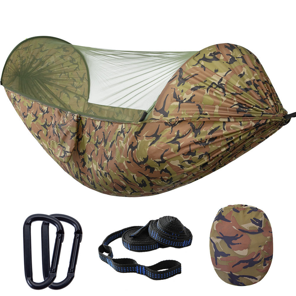 290*140cm Camping Hammock Nylon Automatic Quick Unfolding Outdoor Sunshade Anti-Mosquito Hammock