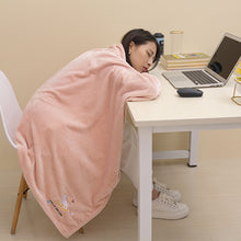 Load image into Gallery viewer, Nap Blanket Solid Color Air Conditioning Blanket Thickened by Embroidery Pattern Student Blanket
