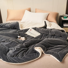 Load image into Gallery viewer, Double Layer Thick Lambskin Blanket Solid Color Composite Milk Flannel Blanket Coral Fleece Blanket
