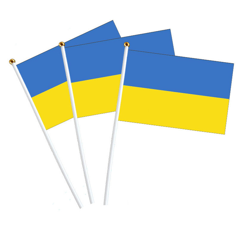30pcs No.8 Flag of Ukraine 14 * 21cm Polyester Banner Ukraine Hand Signal Flag