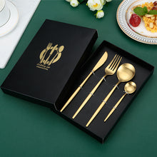 Lade das Bild in den Galerie-Viewer, 304 Stainless Steel Flatware Sets Matte Knife, Fork and Spoon Suit 4PCs Set
