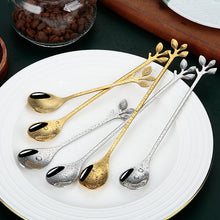 Lade das Bild in den Galerie-Viewer, 304 Stainless Steel Flatware Sets 3PCs Leaves Stirring Spoon Dessert Spoon
