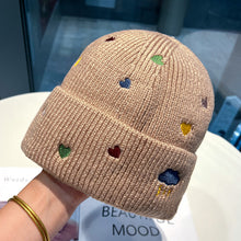 Load image into Gallery viewer, Warm Winter Knit Beanie Hats Rainbow Color Love Embroidered Wool Women Cycling Unisex
