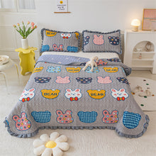 Load image into Gallery viewer, Autumn and Winter Thickening Milk Fiber Three-Piece Quilted Crystal Velvet Lace Thermal Blanket Bed Sheet

