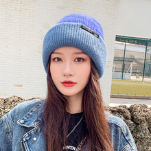 Lade das Bild in den Galerie-Viewer, Warm Winter Knit Beanie Hats Internet Celebrity Woolen Cap Women Autumn and Winter Korean Style All-Matching Black Unisex
