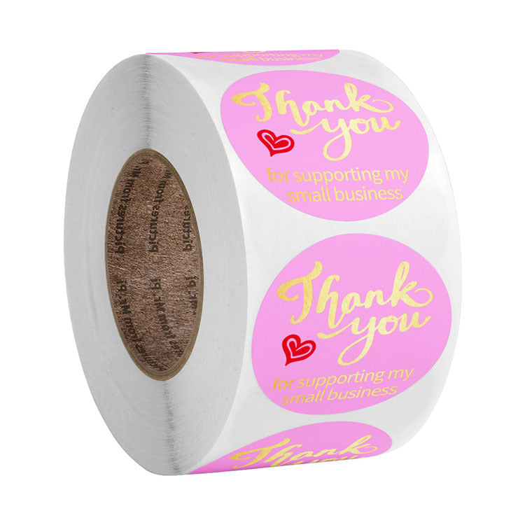 2x500pcs Xmas Christmas  Stickers Roll Label Rose Red Bronzing Thank You  Business Thank You Gift