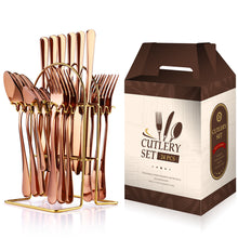 Lade das Bild in den Galerie-Viewer, 304 Stainless Steel Flatware Sets 24-Piece Suit Western Food Four Main Pieces Tableware Stand Gift Box Multi-Color
