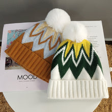 Lade das Bild in den Galerie-Viewer, Warm Winter Knit Beanie Hats Autumn and Winter Imitation Rabbit Fur Line Korean Striped Casual Cute Unisex
