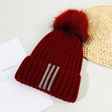Load image into Gallery viewer, Warm Winter Knit Beanie Hats Outdoor Fur Ball Rhinestone Hat Autumn and Winter  Korean Style Unisex
