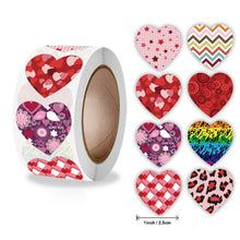 Load image into Gallery viewer, 2x500pcs Christmas Xmas Love Plaid XINGX Leopard Print Love Valentine&#39;s Day Sticker Gift Label tape
