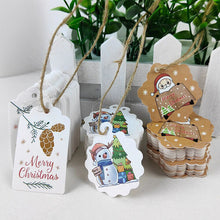 Lade das Bild in den Galerie-Viewer, 2x100pcs Kraft Paper Snowflake Shape Merry Christmas Cards Paper Tags with Hemp Rope tape
