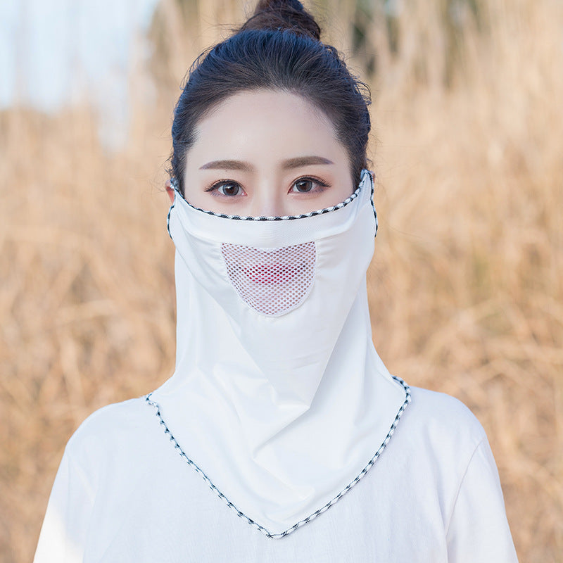 2pcs Ice Silk Mesh Sunscreen Veil Scarf Summer Ice Silk Face Mask for Outdoor Cycling