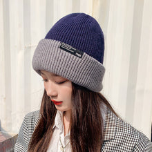 Lade das Bild in den Galerie-Viewer, Warm Winter Knit Beanie Hats Internet Celebrity Woolen Cap Women Autumn and Winter Korean Style All-Matching Black Unisex
