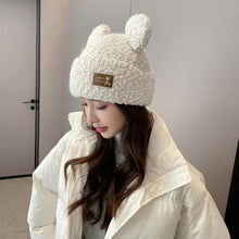 Lade das Bild in den Galerie-Viewer, Warm Winter Knit Beanie Hats Cute Bear Ear Hat Earmuffs Cap for Women Unisex
