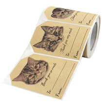 Load image into Gallery viewer, 3x250pcs Xmas Christmas Stickers Roll Label Kraft Paper Cute Cat Thank You Gifts
