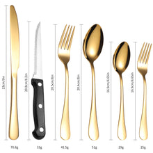 Lade das Bild in den Galerie-Viewer, 304 Stainless Steel Flatware Sets 24-Piece Set 6 Groups Steak Knife, Fork and Spoon Multi-Color Optional
