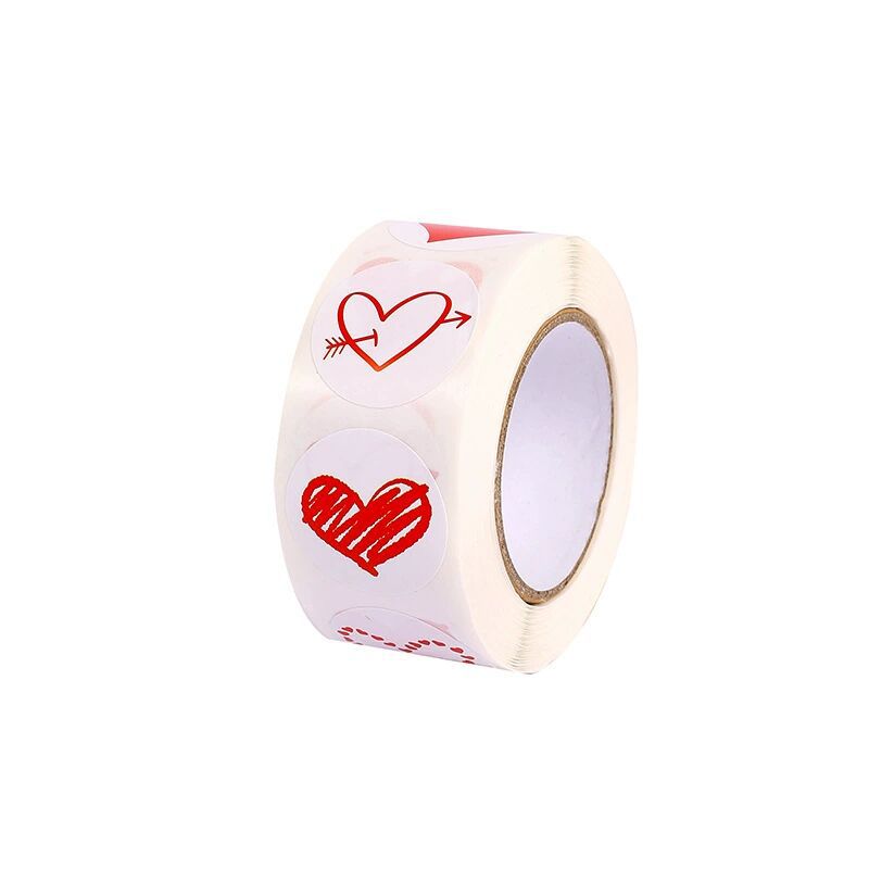 2x500pcs Christmas Xmas Reel-up Heart-Shaped Skin-Sticking Valentine's Day Gift Stickers tape