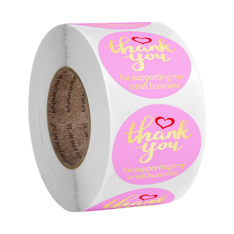 2x500pcs Xmas Christmas  Stickers Roll Label Rose Red Pink and Bronze Thank You  Love Gift