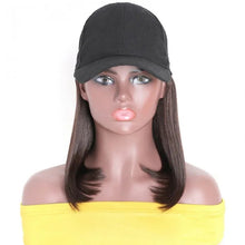 Load image into Gallery viewer, Women Wig Hat with One Peaked Cap Bobhaircut Straight Hair Full Set W134
