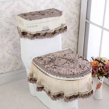 Load image into Gallery viewer, 3pcs Toilet Seat Cover Pads Korean Fabric Craft Gold Velvet Lace     Three-Piece Set   Dust
