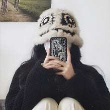 Load image into Gallery viewer, Warm Winter Knit Beanie Hats Korean Style Ins Hollow Flower Fisherman Women Autumn and Winter Fur Tiger Head Unisex
